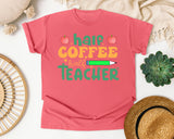 Half Coffee Half Teacher graphic tee in Watermelon