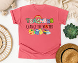 Teachers Change The World graphic tee in Watermelon