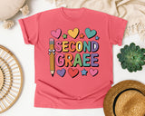 Second Grade Hearts Graphic Tee graphic tee in Watermelon