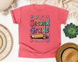 Second Grade Pencil Hearts Graphic Tee graphic tee in Watermelon