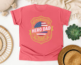 Police Officer Hero Dad graphic tee in Watermelon