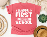 Happy First Day Of School White 2 graphic tee in Watermelon