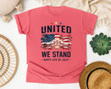 United We Stand Happy 4th Of July Grey 2 graphic tee in Watermelon
