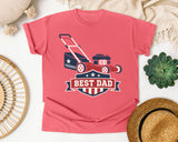 Best Dad Lawn Mower graphic tee in Watermelon