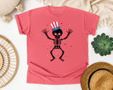 Patriotic Skeleton Dancing graphic tee in Watermelon