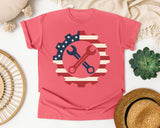 Patriotic Gear And Wrenches graphic tee in Watermelon