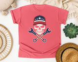 Skull Cap And Wrenches graphic tee in Watermelon