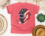 Patriotic Welding Helmet graphic tee in Watermelon