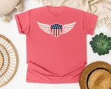 Patriotic Winged Shield graphic tee in Watermelon