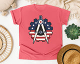Patriotic Compass Gear Emblem Navy graphic tee in Watermelon