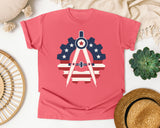 Patriotic Compass Gear Emblem Navy 2 graphic tee in Watermelon