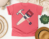 Patriotic Hammer And Saw graphic tee in Watermelon