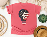 Patriotic Light Bulb Navy graphic tee in Watermelon