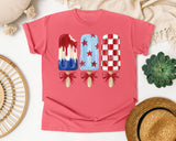 Patriotic Popsicles With Bows graphic tee in Watermelon
