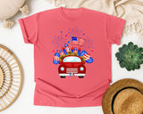 Patriotic Truck Fireworks graphic tee in Watermelon