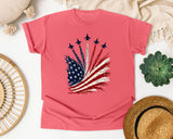 American Flag Firework Burst graphic tee in Watermelon