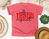 Coffee Teach Repeat graphic tee in Watermelon