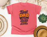 Best Dad Ever Full Time Hero Part Time Sleeper Grey graphic tee in Watermelon