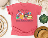 Busy Doing Cool Teacher Stuff graphic tee in Watermelon
