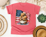 Hamster With American Flag graphic tee in Watermelon