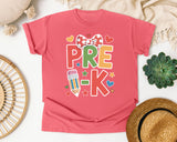 Pre-K Bow Pencil Hearts Graphic Tee graphic tee in Watermelon
