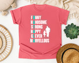 Funny Handsome Strong Happy Clever graphic tee in Watermelon