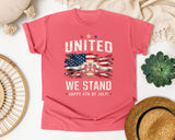 United We Stand Happy 4th Of July Grey graphic tee in Watermelon