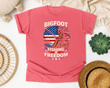 Bigfoot Fishing Freedom graphic tee in Watermelon