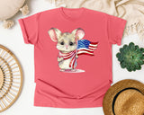 Mouse With American Flag graphic tee in Watermelon