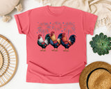 Patriotic Roosters Fireworks graphic tee in Watermelon
