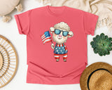 Sheep Holding American Flag graphic tee in Watermelon