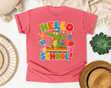 Hello School Alligator graphic tee in Watermelon