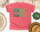 He Is Dad Brave Like David Warrior Like Joshua Teal graphic tee in Watermelon