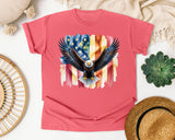 Eagle American Flag Grey graphic tee in Watermelon
