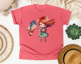 Girl With American Flag graphic tee in Watermelon