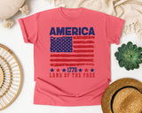 America 1776 Land Of The Free Red graphic tee in Watermelon