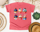 Patriotic Cupcakes Pink graphic tee in Watermelon
