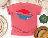 Patriotic Lips Kiss graphic tee in Watermelon