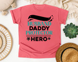 Husband Daddy Protector Hero White graphic tee in Watermelon