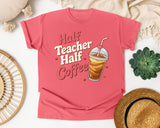 Half Teacher Half Coffee Retro graphic tee in Watermelon