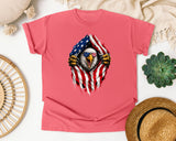 Eagle Ripping Flag graphic tee in Watermelon