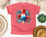 Patriotic Popsicle Floral graphic tee in Watermelon