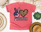 Peace Love Freedom Black graphic tee in Watermelon