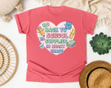 Back To School Supplies In Heart Shape graphic tee in Watermelon