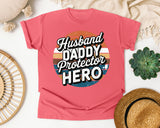 Husband Daddy Protector Hero Black graphic tee in Watermelon