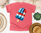 Patriotic Checkered Popsicle graphic tee in Watermelon