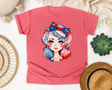 Patriotic Girl With Bow graphic tee in Watermelon