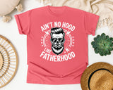 Ain't No Hood Like Fatherhood White graphic tee in Watermelon