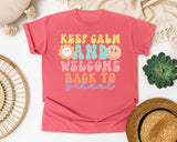 Keep Calm And Welcome Back To School graphic tee in Watermelon