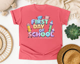 First Day Of School Crayons graphic tee in Watermelon